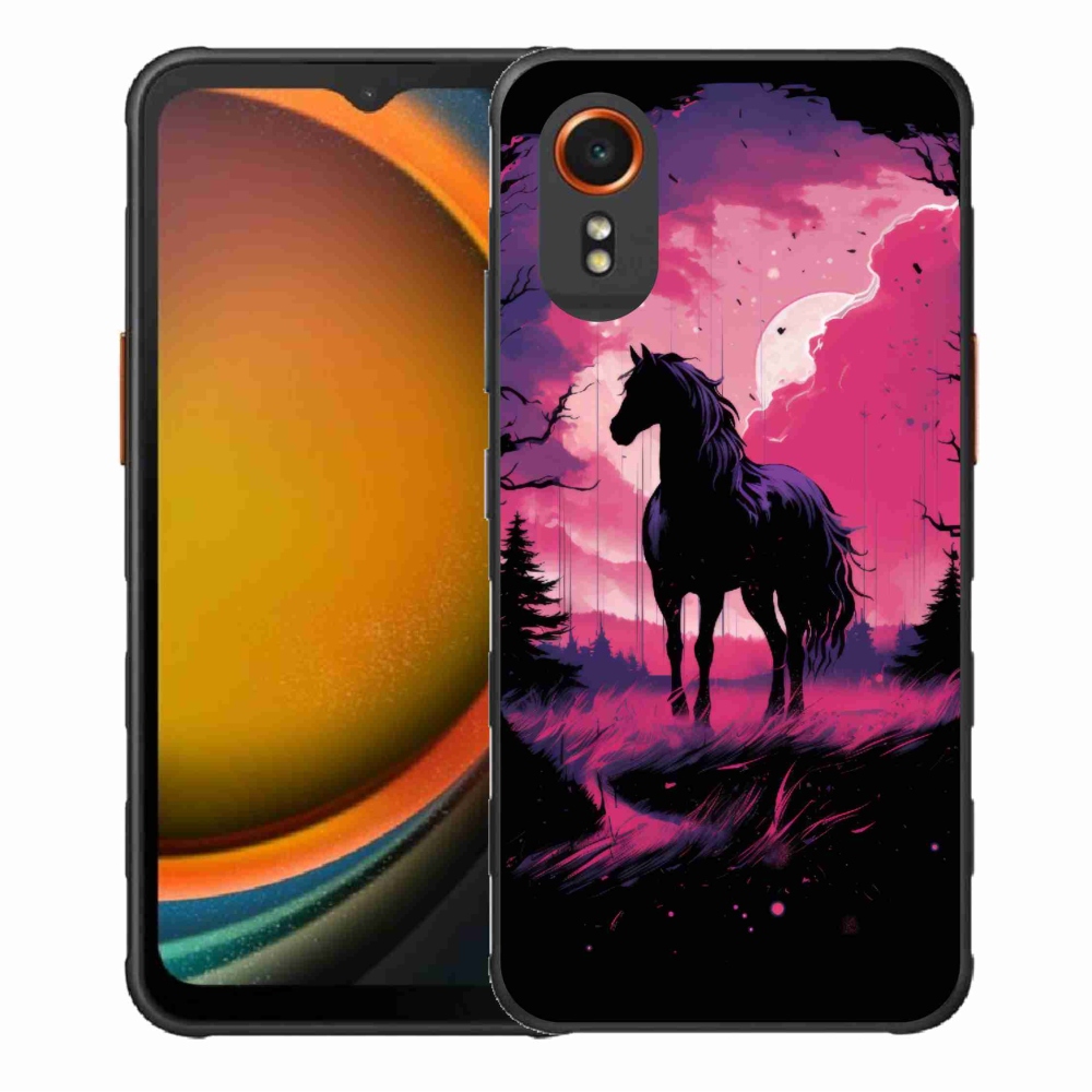 Zselés borítás mmCase Samsung Galaxy Xcover 7 - fekete rajzfilm ló 1