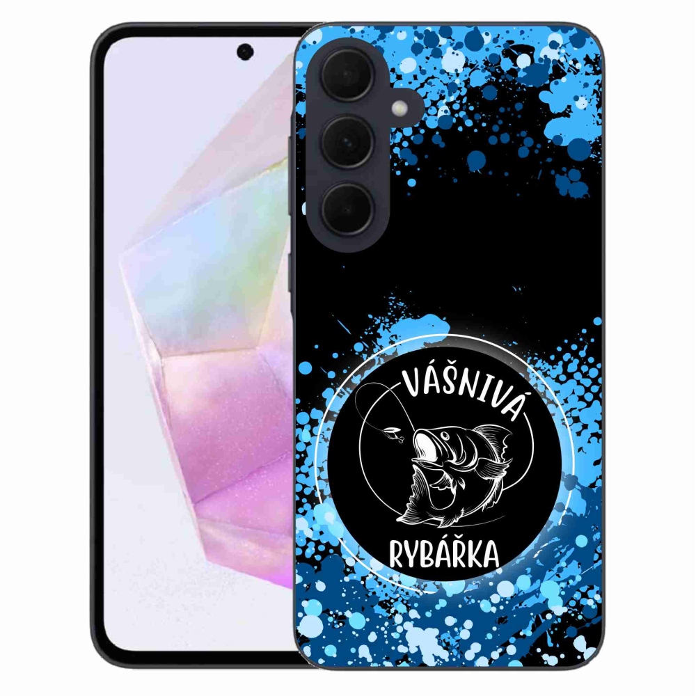 Gél borító mmCase Samsung Galaxy A35 5G - szenvedélyes halásznő fekete háttérrel