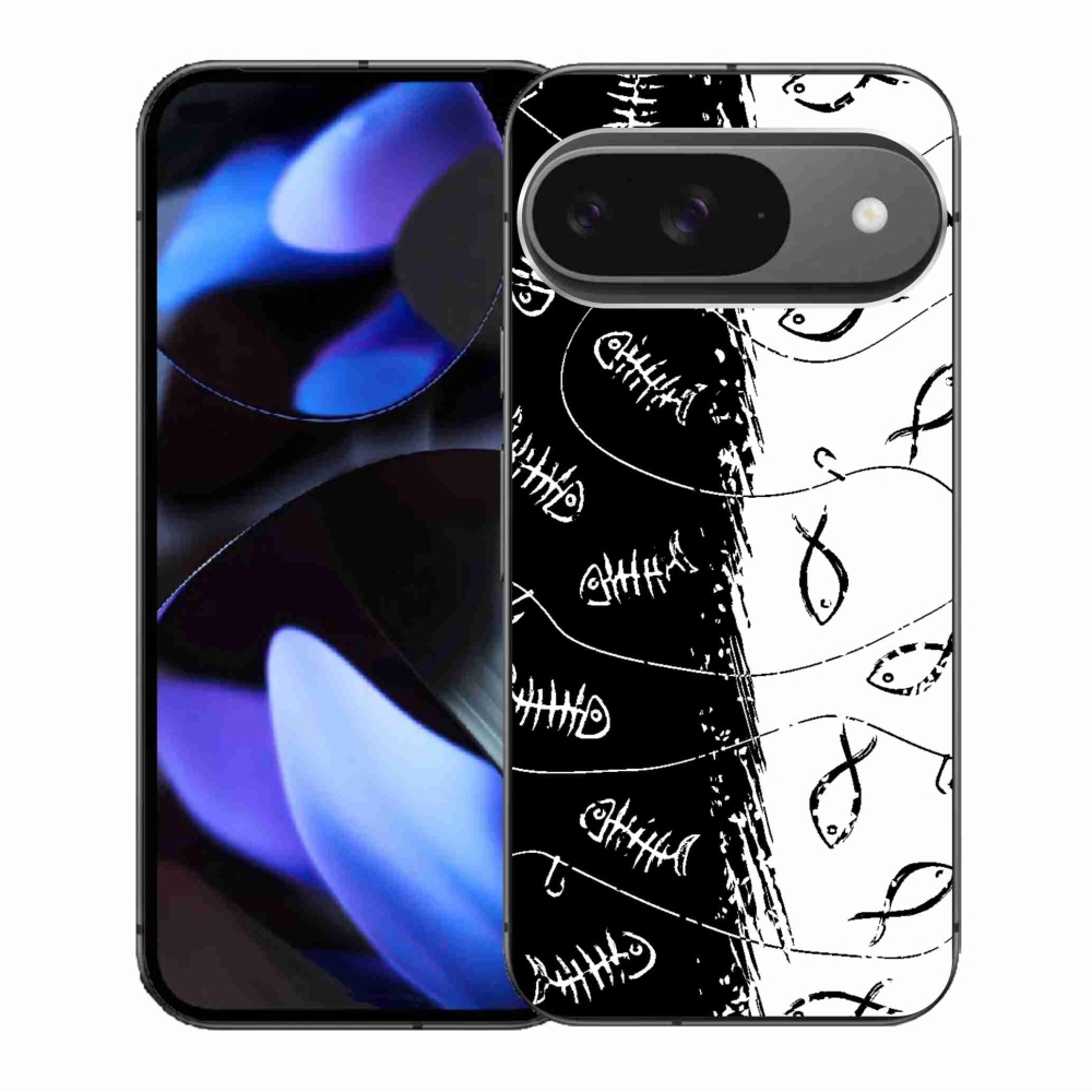 Zselés borítás mmCase a Google Pixel 9/9 Pro számára - csontvázak és halak