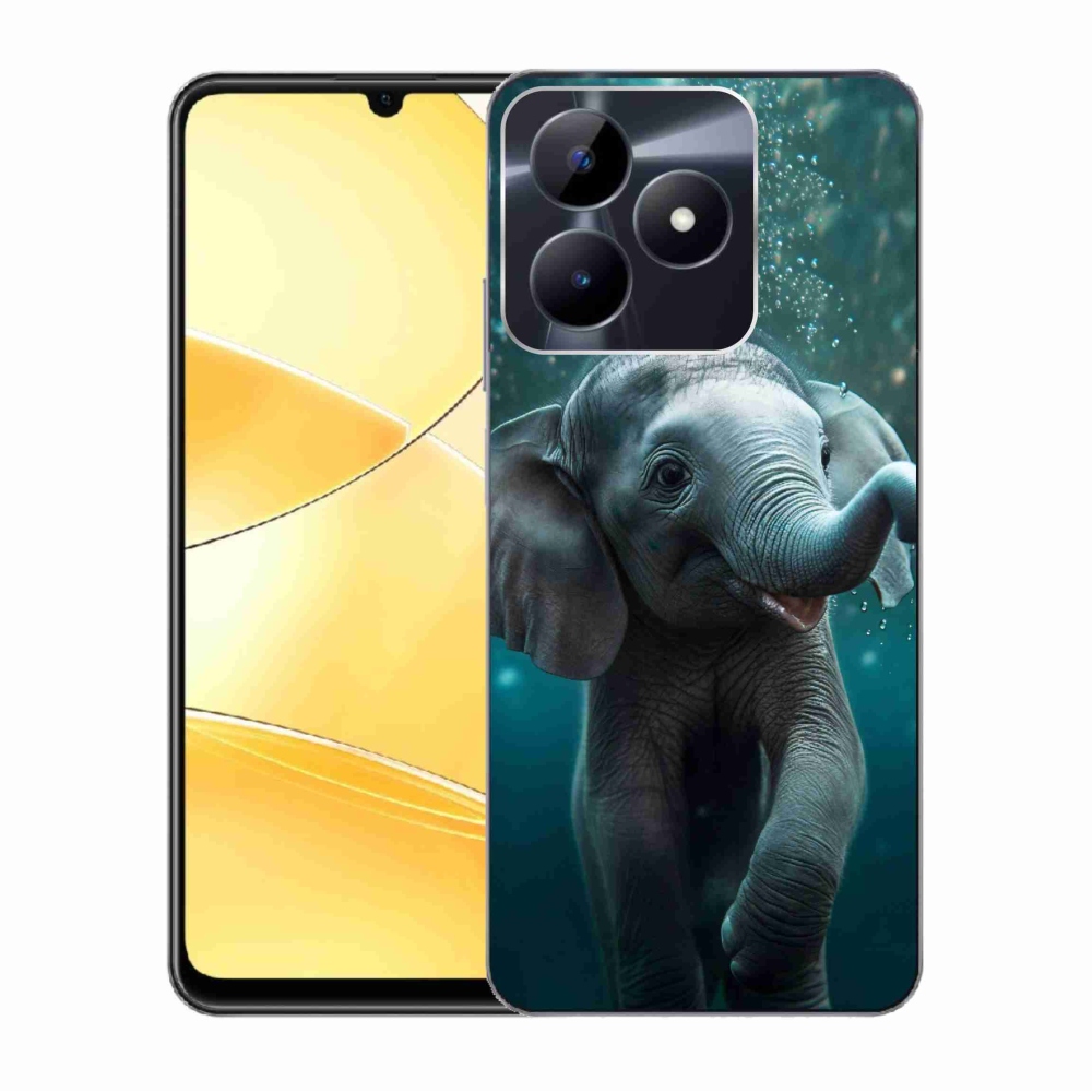 Zselés borítás mmCase a Realme C51/C53 készülékhez - elefánt a víz alatt