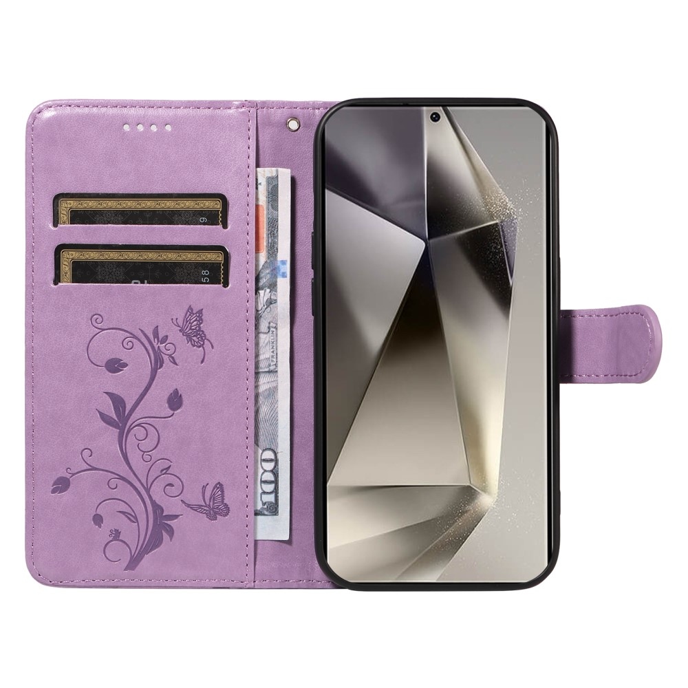 Pillangók könyv tok Samsung Galaxy S25 Ultra - világos lila