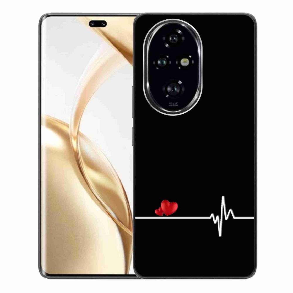 Gél borító mmCase a Honor 200 Pro 5G készülékhez - szív és szívverés fekete háttérrel