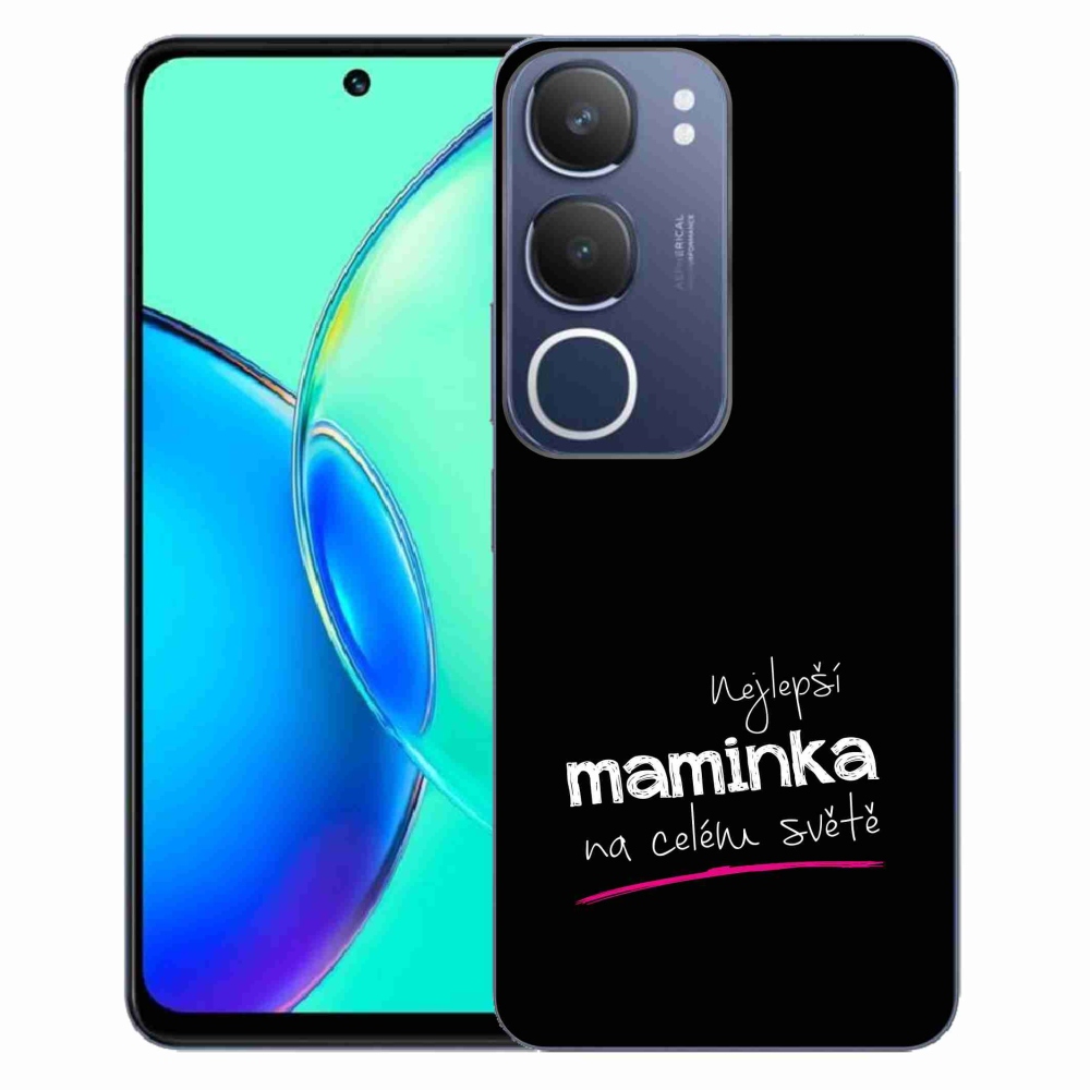 Gél borító mmCase a Vivo Y19s - legjobb anya 4 fekete háttérrel