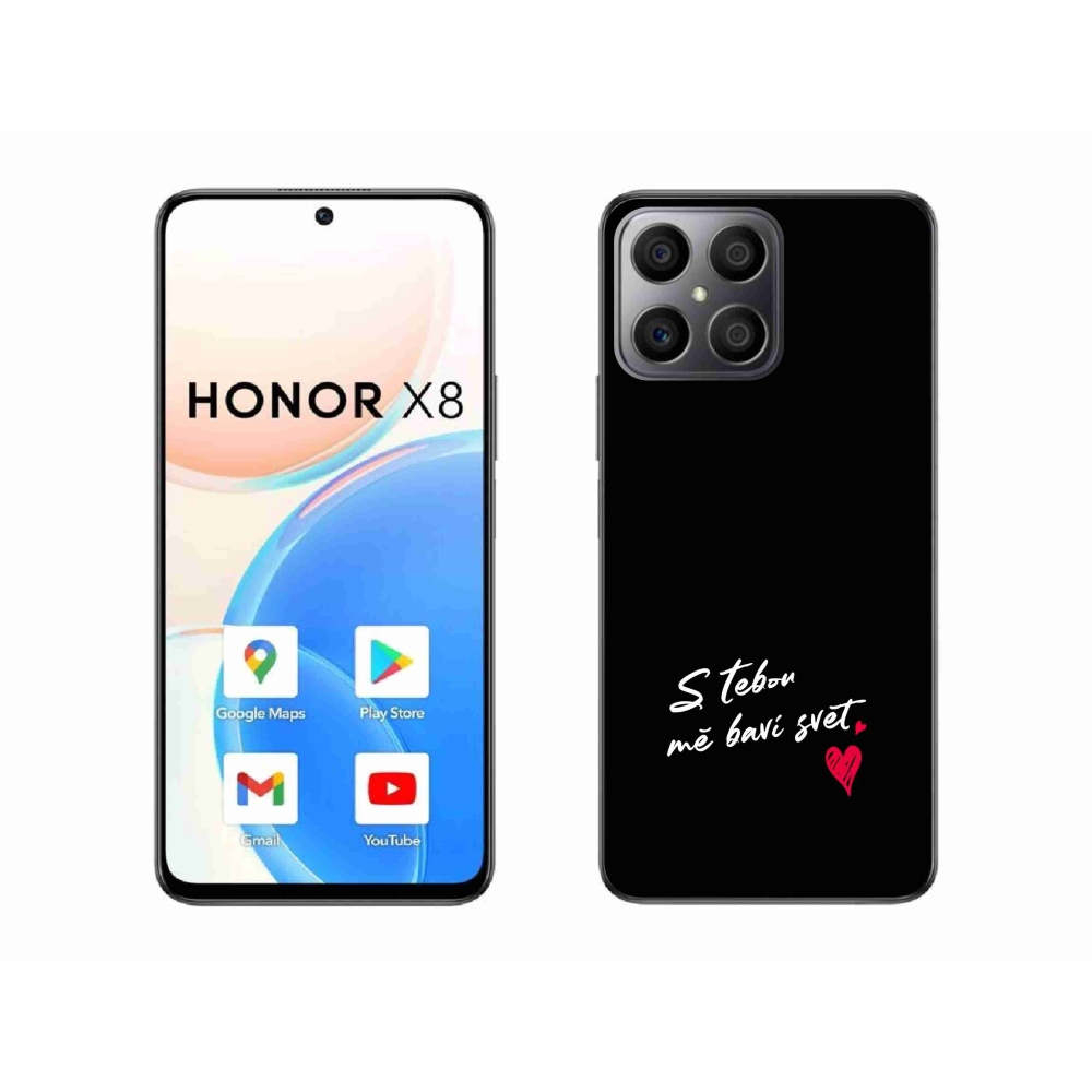 Gél borító mmCase a Honor X8 4G készülékhez - szerelmes szöveg 1 fekete háttér