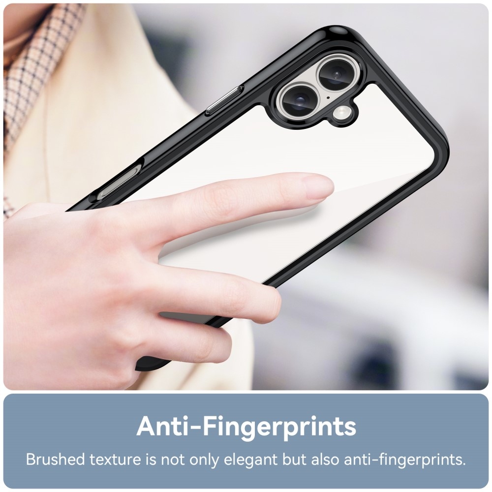 Gél tok fix hátlappal iPhone 16 készülékhez - fekete