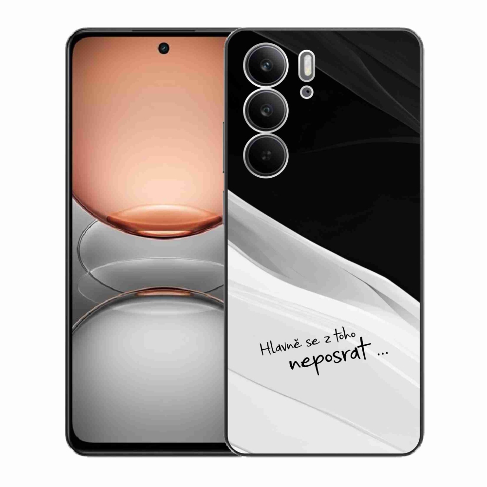 Gél borító mmCase a Realme C75 készülékhez - vicces szöveg 13 fekete és fehér háttérrel