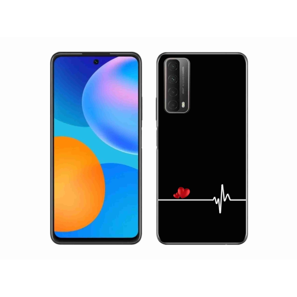 Gél borító mmCase a Huawei P Smart (2021) - szív és szívverés fekete háttérrel