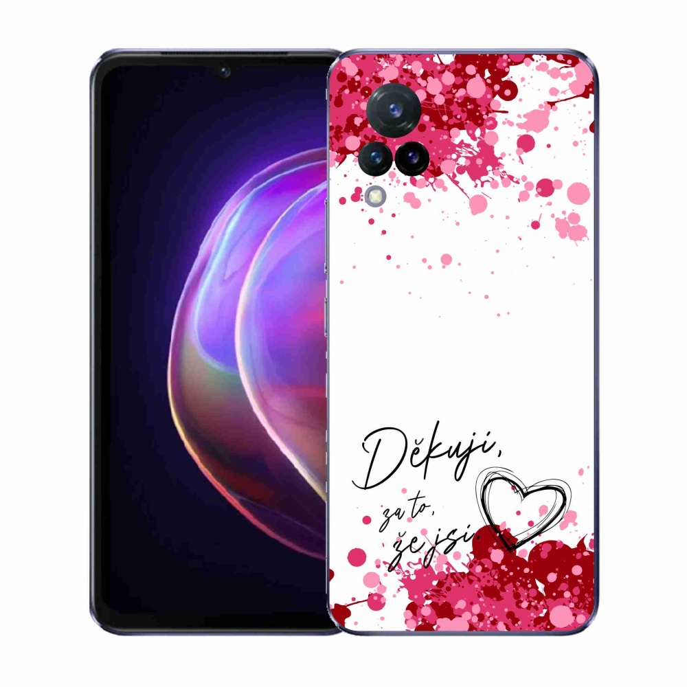 Gél borító mmCase a Vivo V21 4G/5G - szerelem szöveg 2 fehér háttérrel