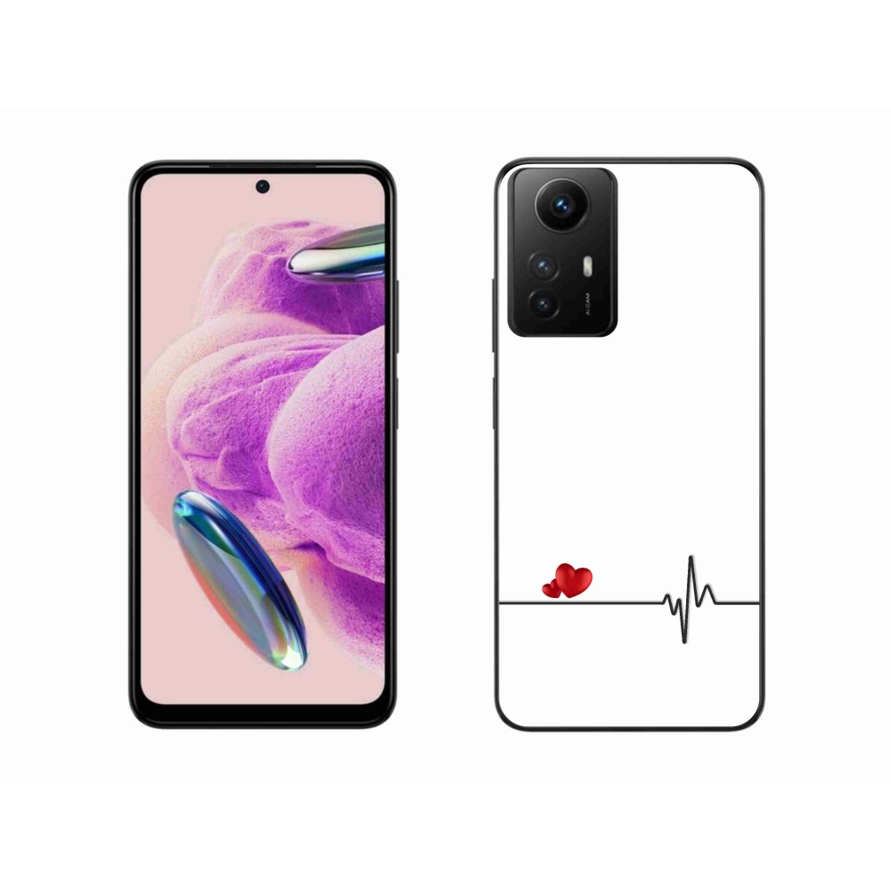 Gél borító mmCase a Xiaomi Redmi Note 12S-hez - szív és szívverés fehér háttérrel