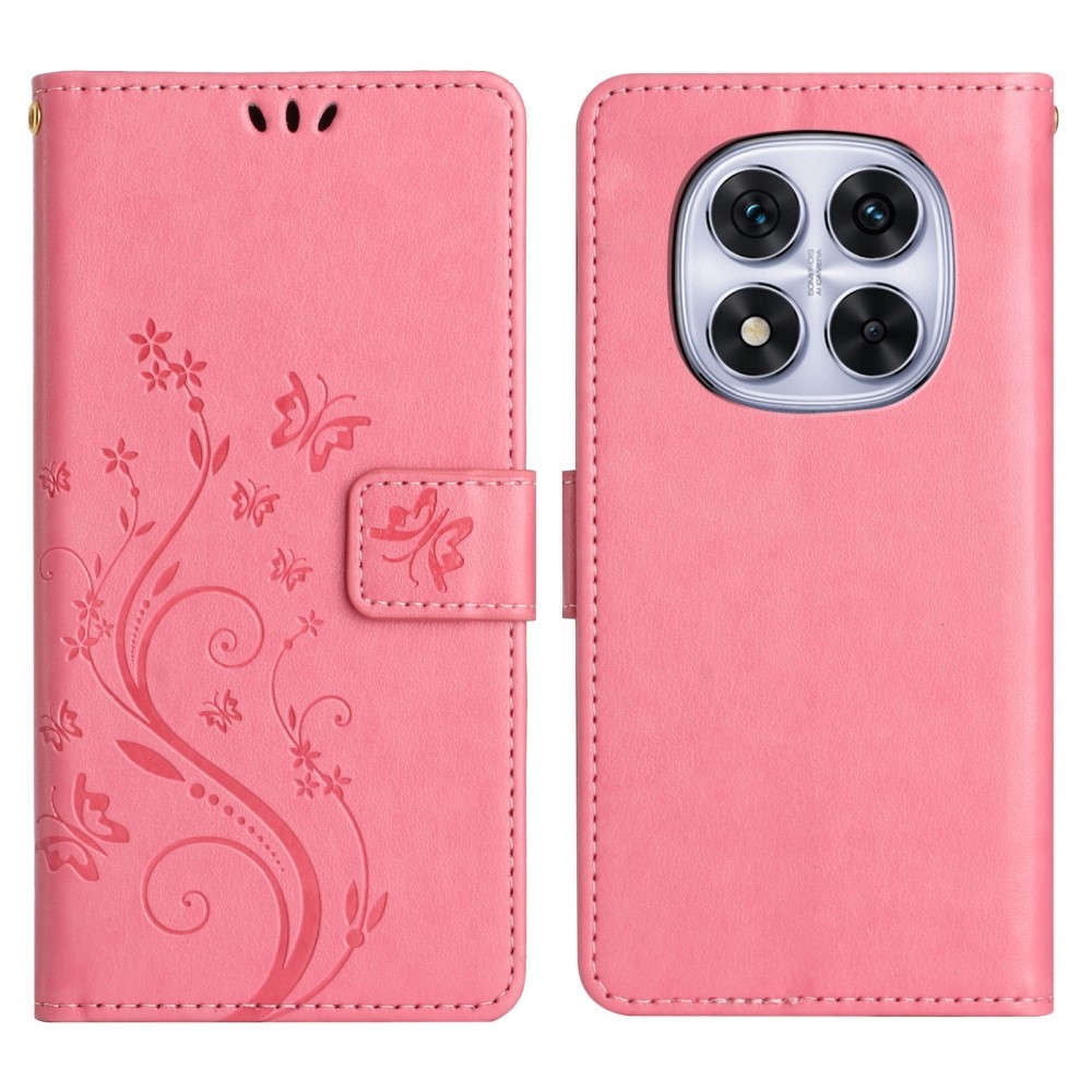 Virágok könyv tok Xiaomi Redmi Note 14 Pro 5G/Poco X7 5G - rózsaszínű