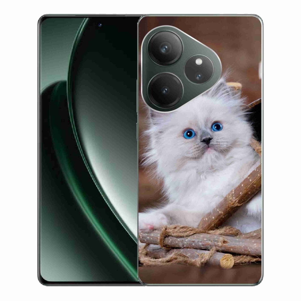 Gél borítás mmCase a Realme GT 6 5G/GT 6T 5G számára - fehér cica