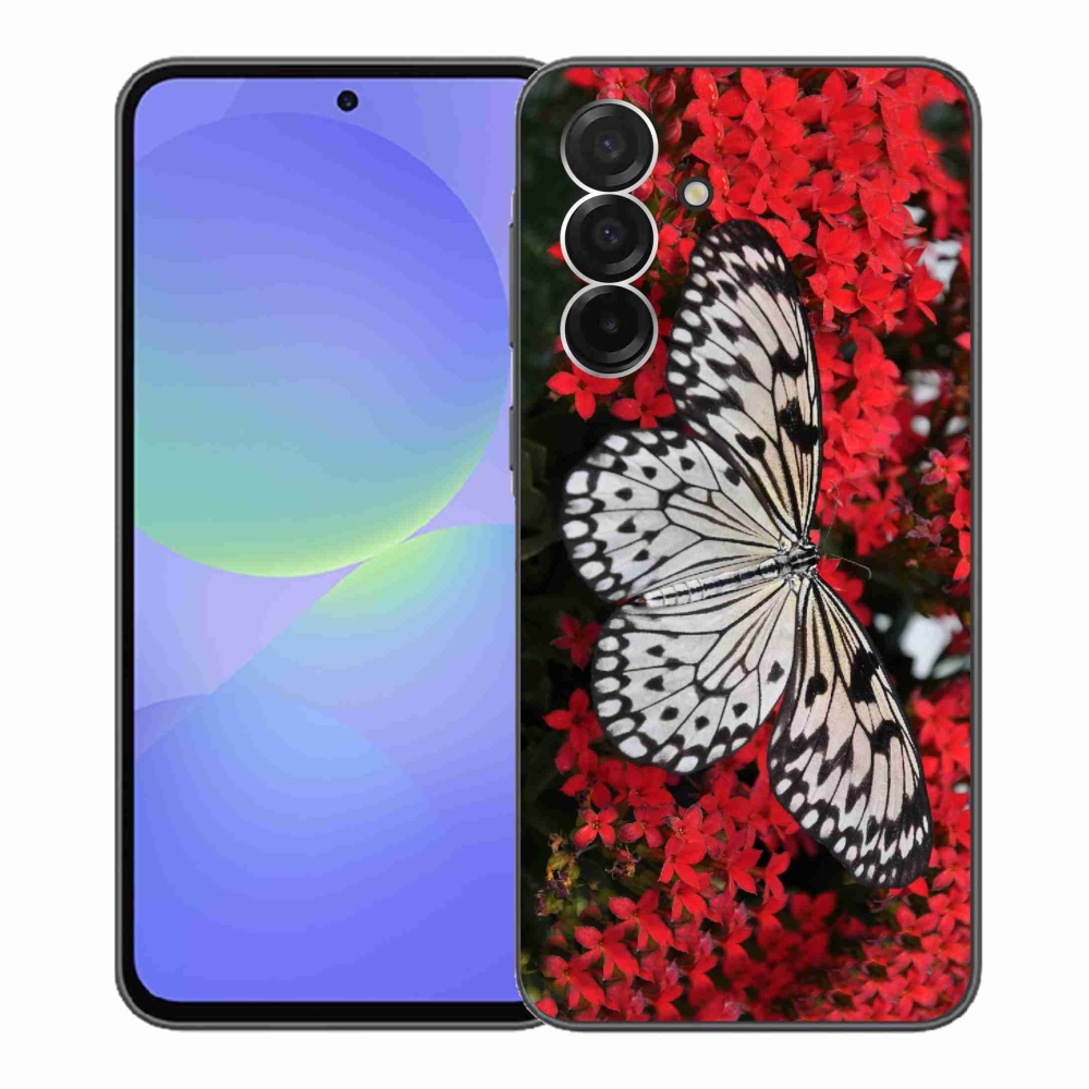 Gél védőhuzat mmCase Samsung Galaxy A36 5G - fekete-fehér pillangó 1
