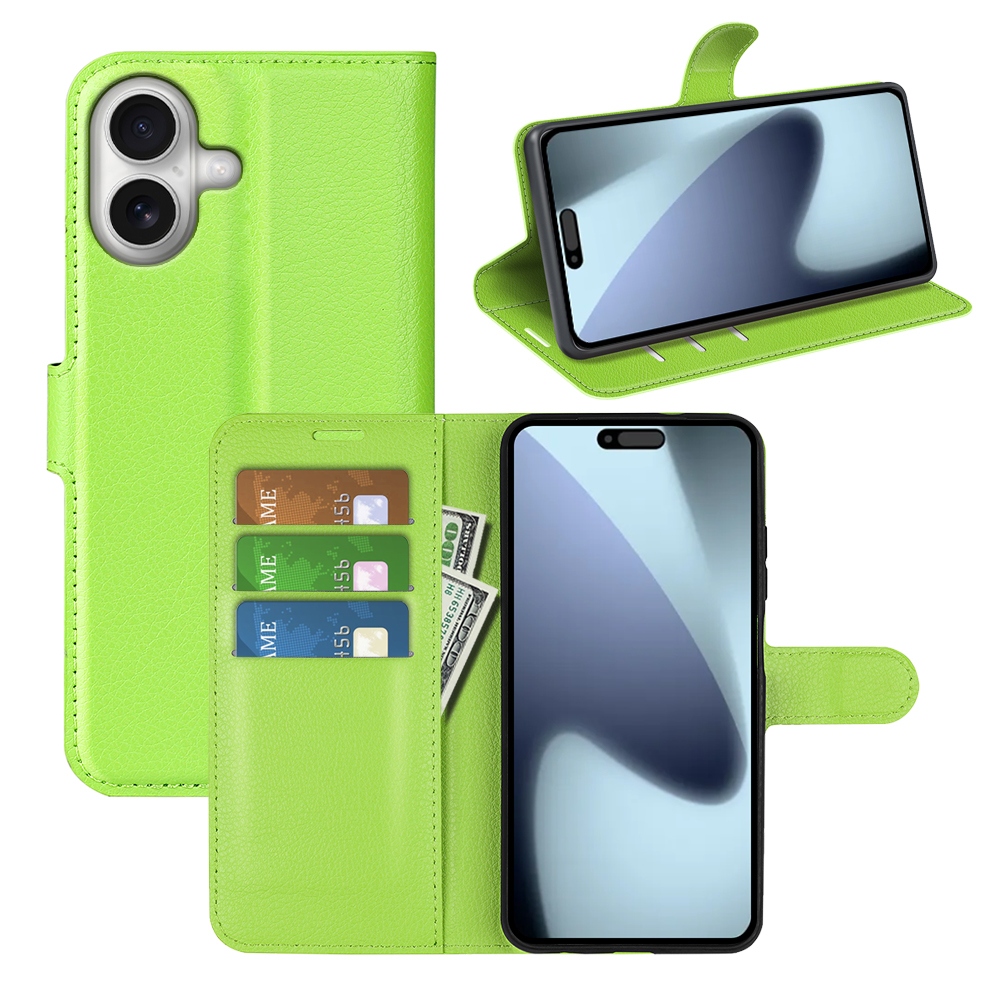 Litchi könyvtáska iPhone 17 készülékhez - zöld