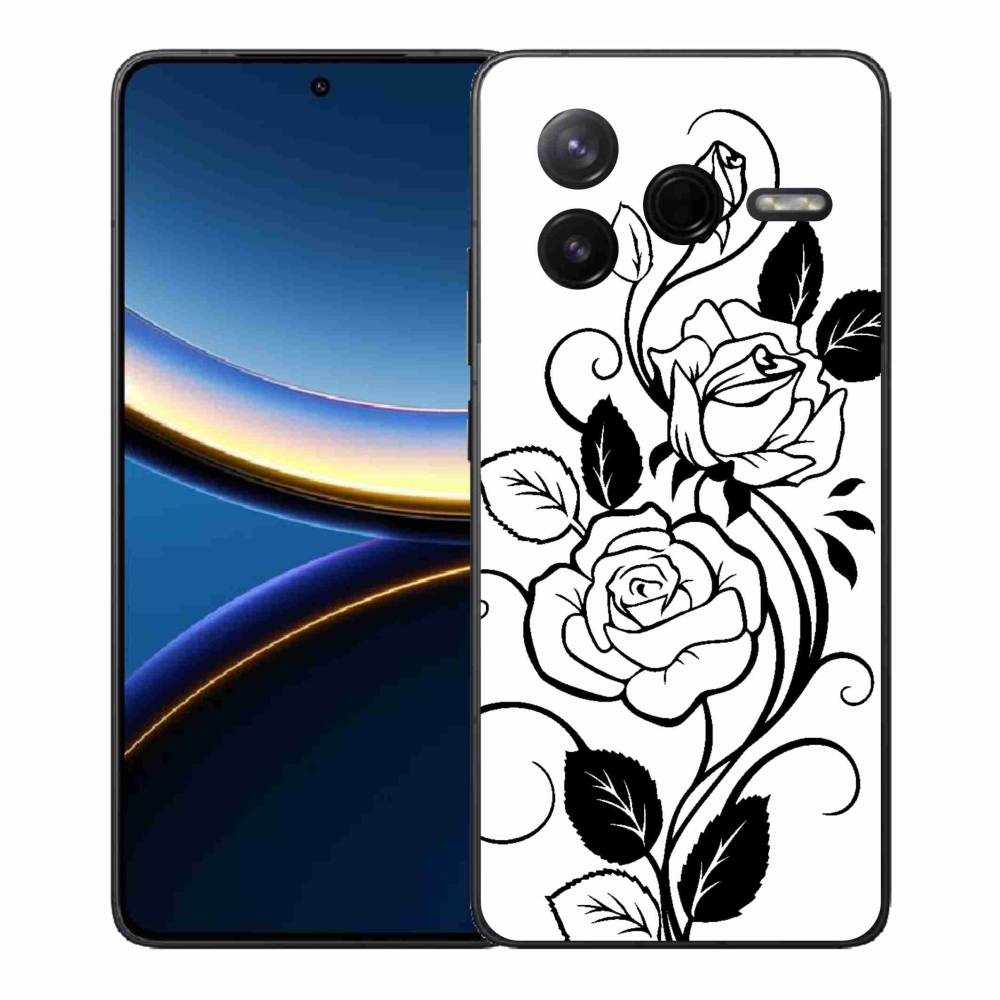 Gél borítás mmCase a Xiaomi Poco F7 Pro számára - fekete és fehér rózsa