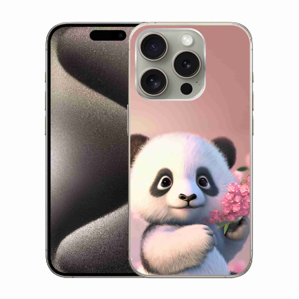 Zselés borítás mmCase iPhone 15 Pro készülékhez - aranyos panda