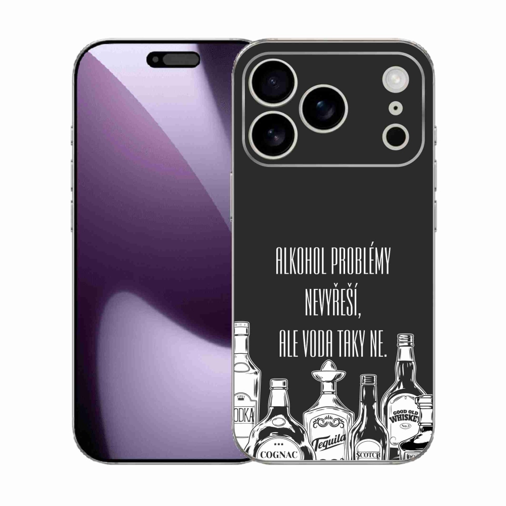 Gél borító mmCase iPhone 17 Pro készülékhez - vicces szöveg fekete háttérrel