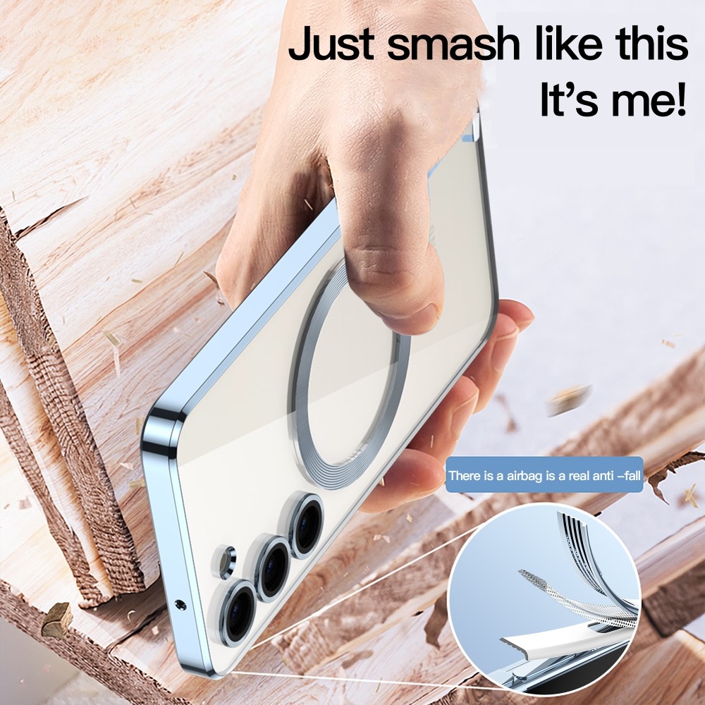 Átlátszó tok kameravédelemmel és MagSafe támogatással Samsung Galaxy S23 Ultra készülékhez - kék