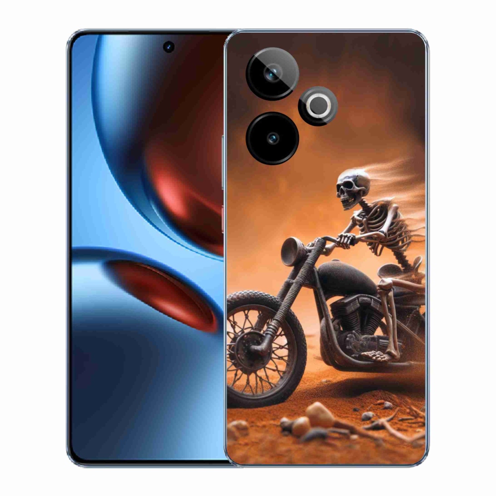Rugalmas zselés tok mmCase képpel a Realme GT 7 5G/GT 7T 5G számára - csontváz motorkerékpáron