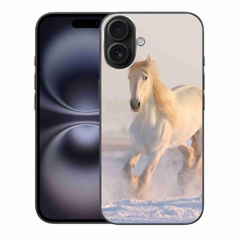 Gél tok mmCase iPhone 16 Plus készülékhez - ló a hóban