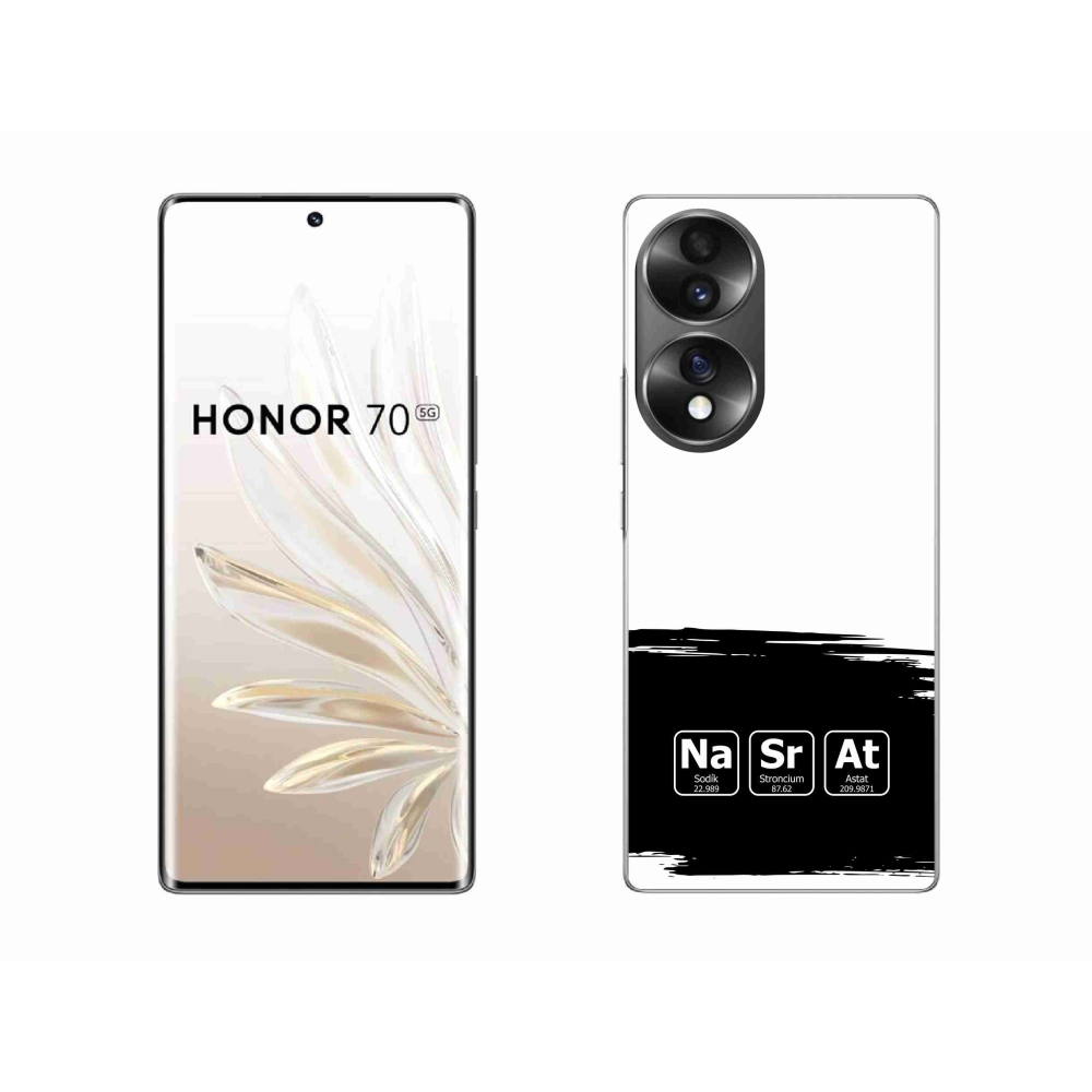 Gél borító mmCase a Honor 70-en - kémiai elemek fekete és fehér háttérrel