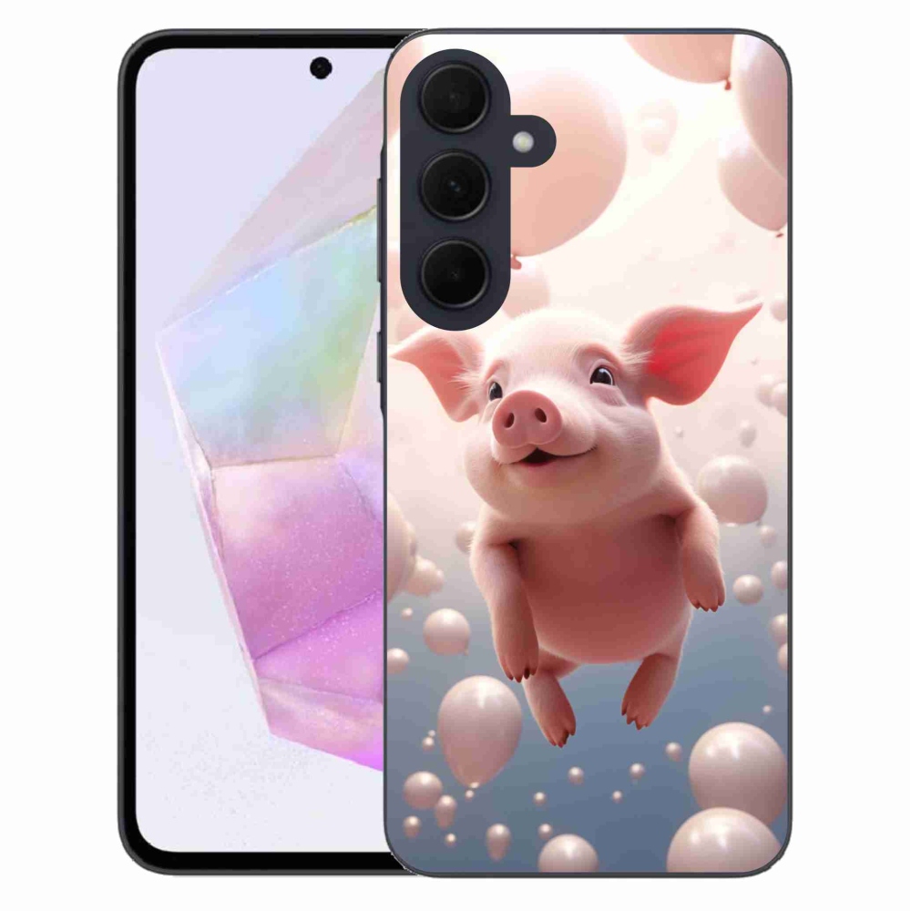 Gél borító mmCase Samsung Galaxy A35 5G - malac lufikkal - Samsung Galaxy A35 5G-hez