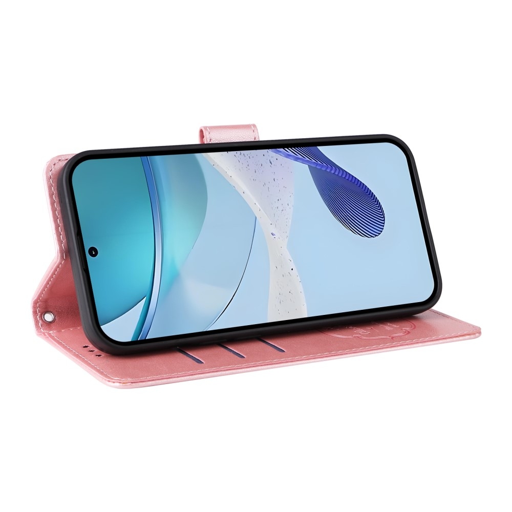 Virágos könyvtáska a Realme 14x 5G/Realme C75 készülékhez - rózsaszín