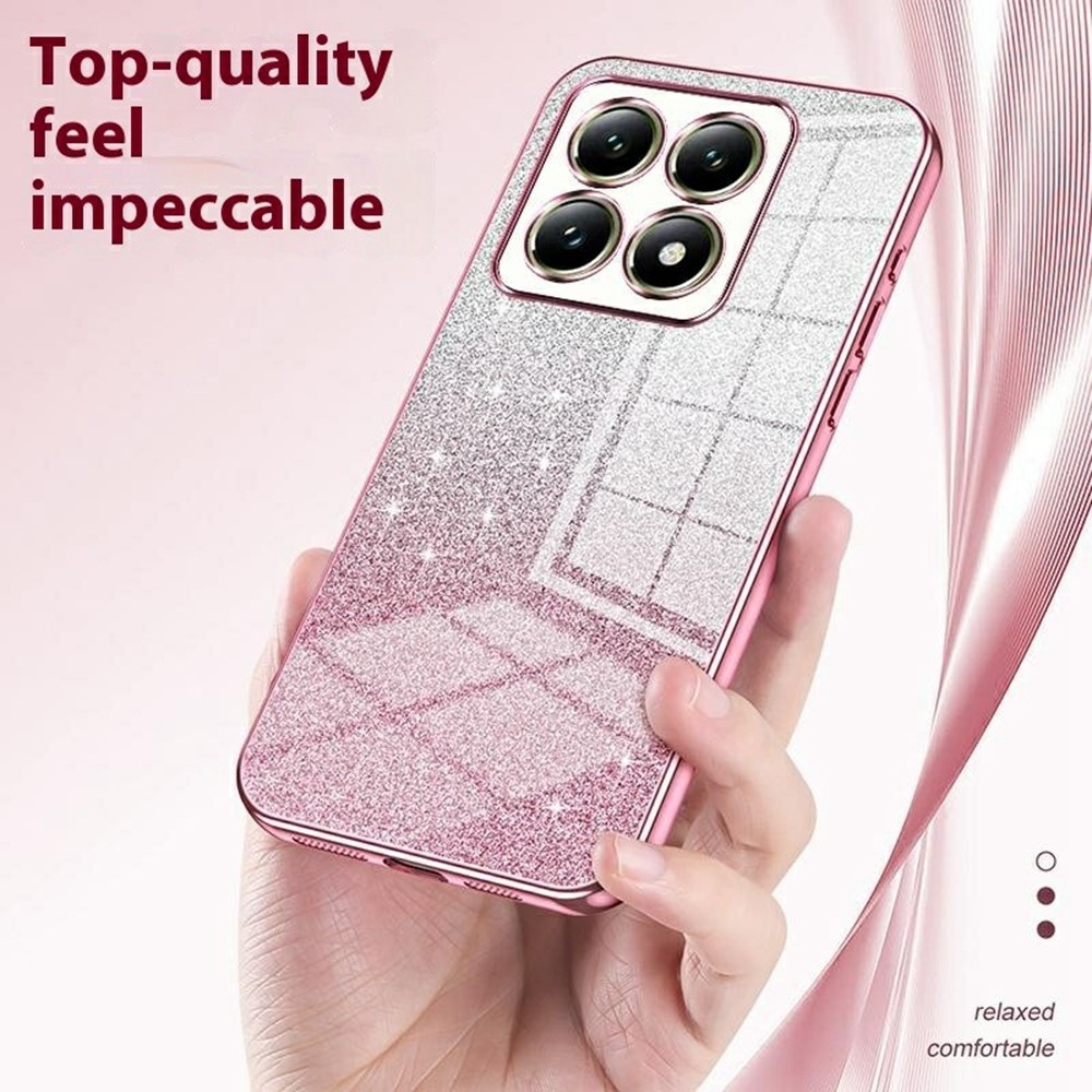 Vágott zselés csillogó tok a Xiaomi 14T-hez - rózsaszínű