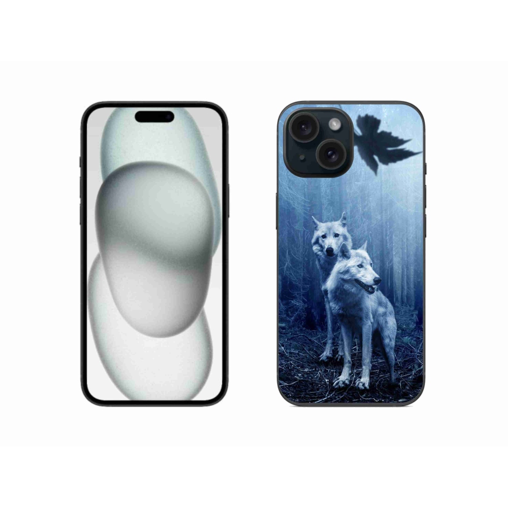 Zselés borítás mmCase iPhone 15 készülékhez - farkasok az erdőben