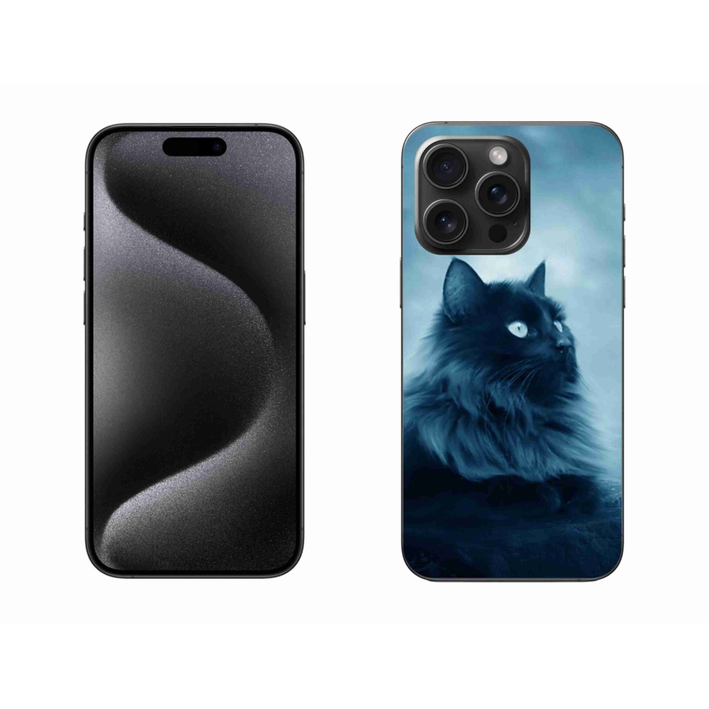 Gél tok mmCase iPhone 15 Pro Max készülékhez - fekete macska 1
