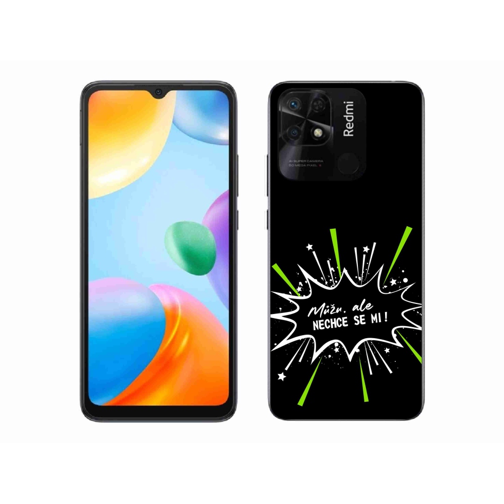 Gél borító mmCase a Xiaomi Redmi 10C-hez - vicces szöveg 11 fekete háttérrel