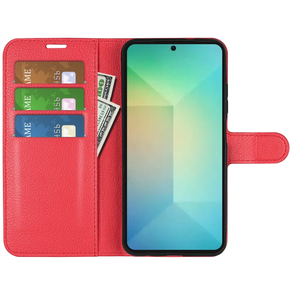 Litchi könyv tok Samsung Galaxy S25-hez - piros