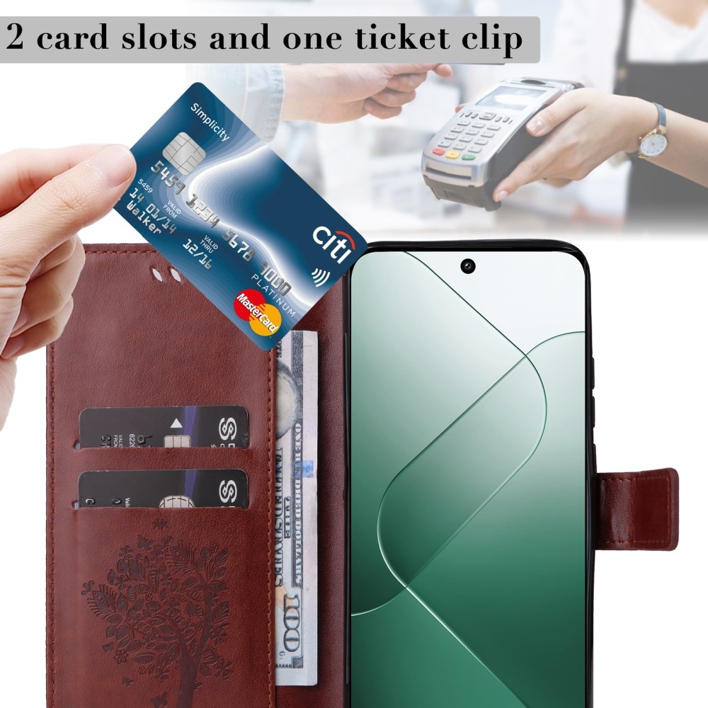 Fák könyve tok Xiaomi 14 - barna