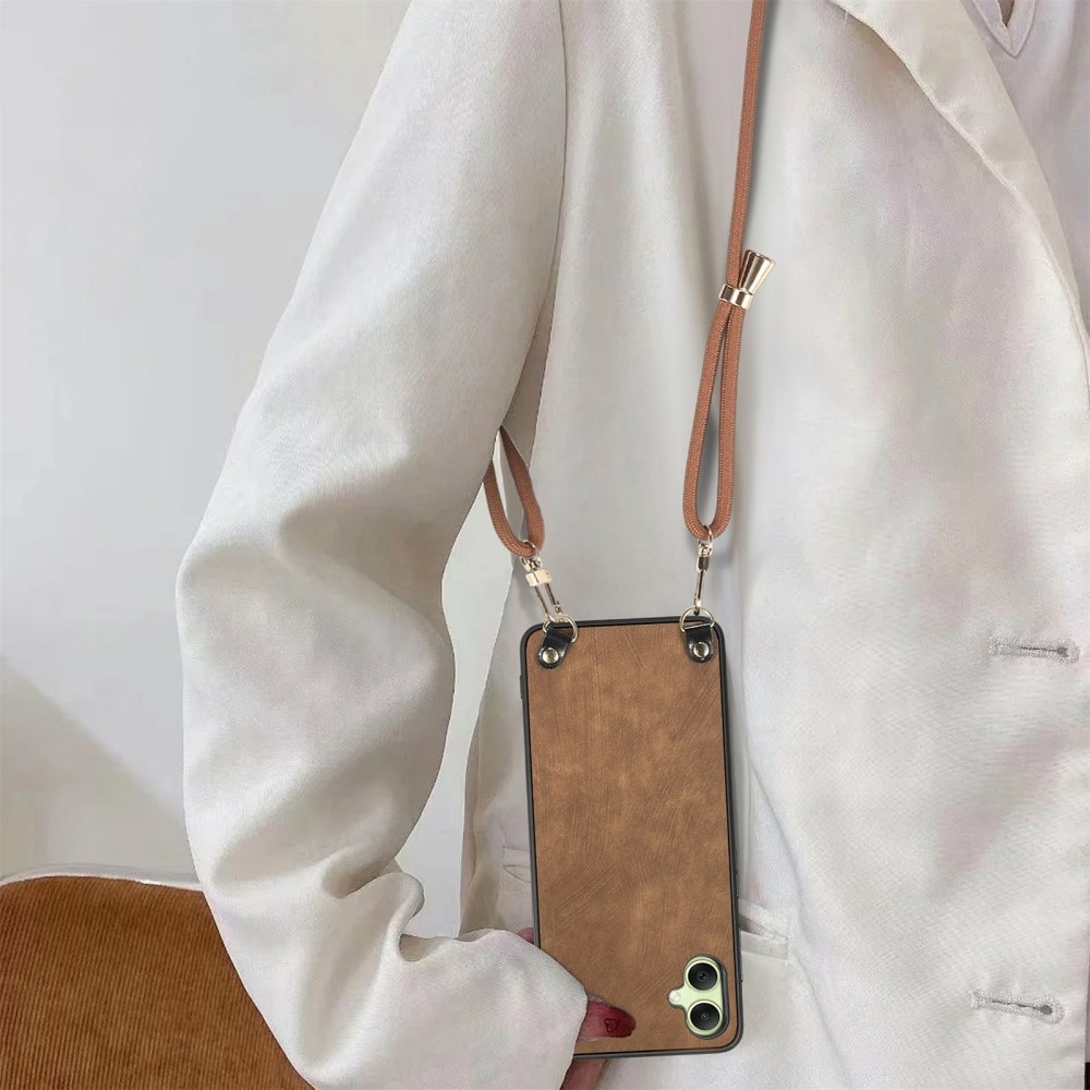 Retro zselés tok húzózsinórral és műbőrrel Samsung Galaxy A06 4G készülékhez - barna