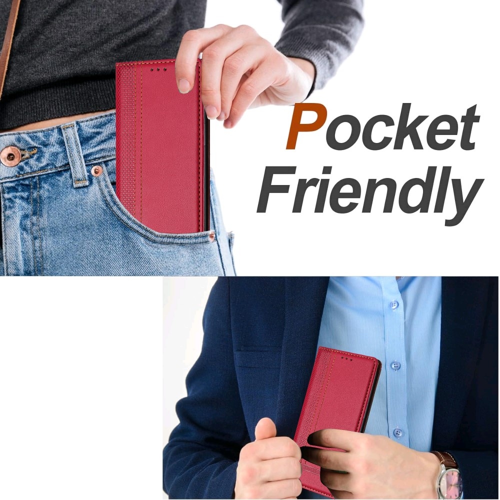 L-alakú könyvtáska Honor 400 Lite-hoz - piros