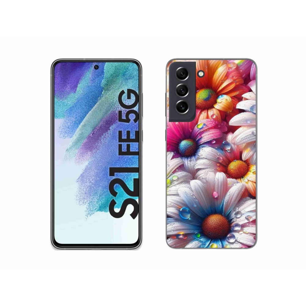 Zselés borítás mmCase Samsung Galaxy S21 FE 5G - színes margarétákhoz
