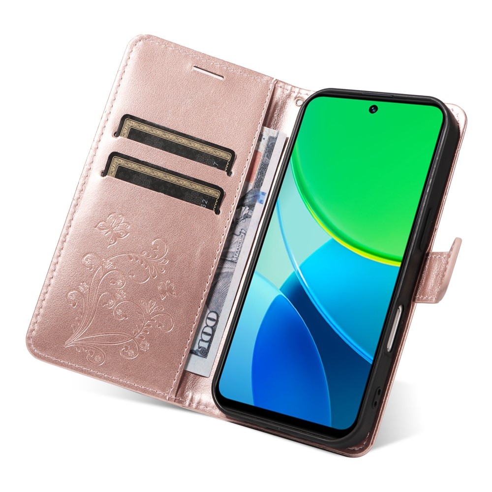 Nagy pillangó könyv tok a Vivo Y19s készülékhez - rózsaarany