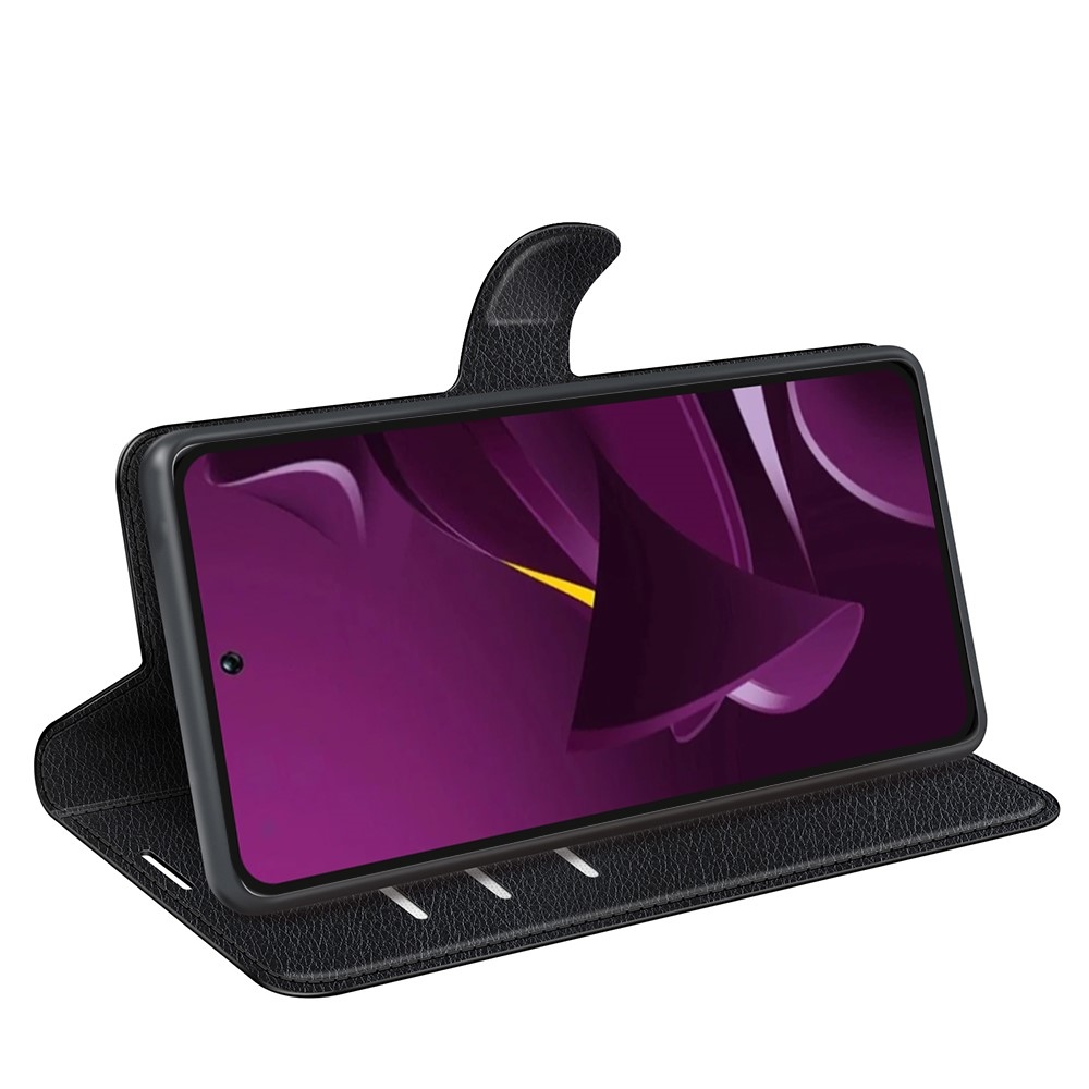 Litchi könyv tok a Xiaomi Poco M7 Pro 5G-hez - fekete