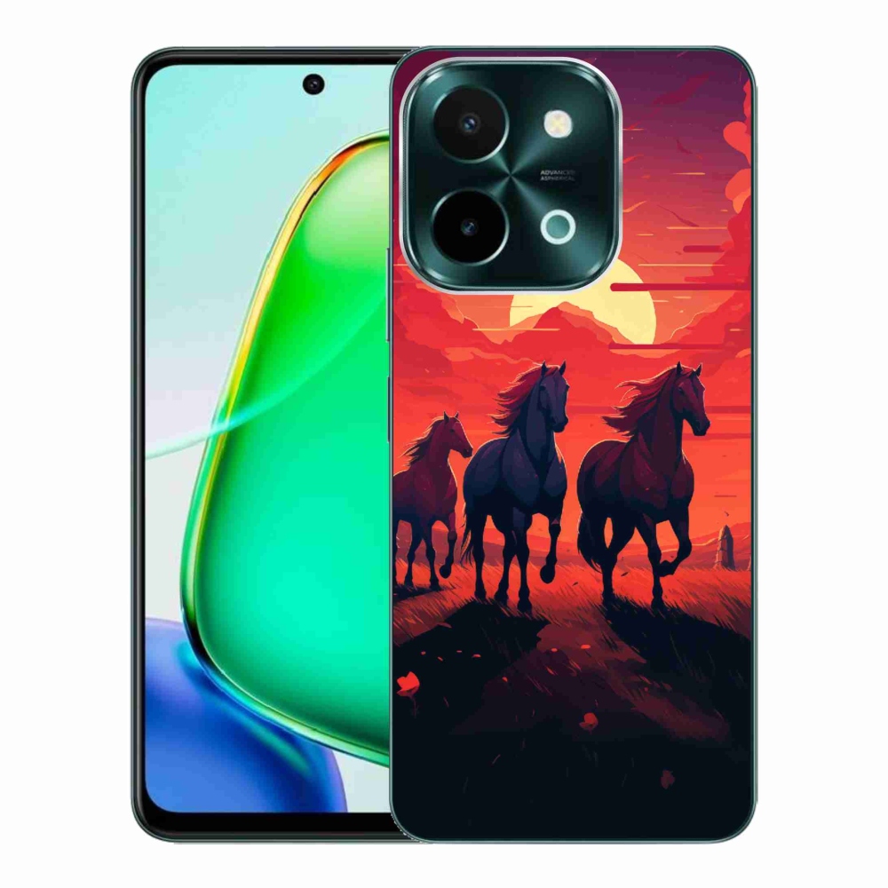 Gél borító mmCase a Vivo Y28-hoz - lovak és naplemente