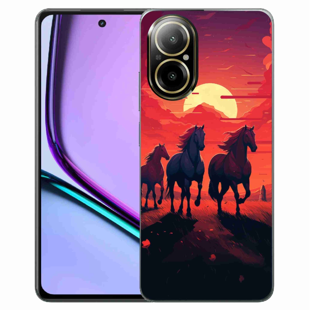 Gél borító mmCase a Realme C67 készülékhez - lovak és naplemente