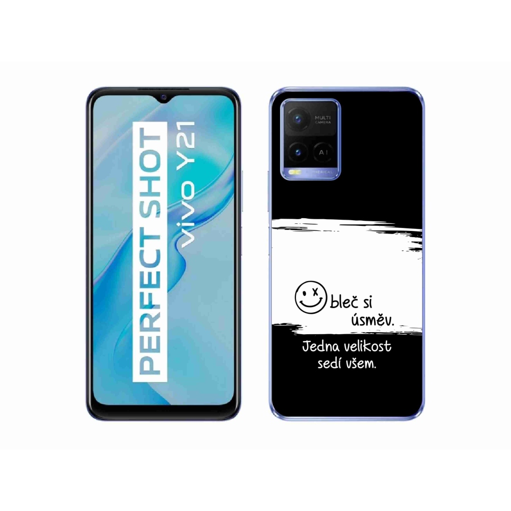 Gél borító mmCase a Vivo Y21/Y21s/Y33s készülékhez - vicces szöveg 8 fekete és fehér háttérrel
