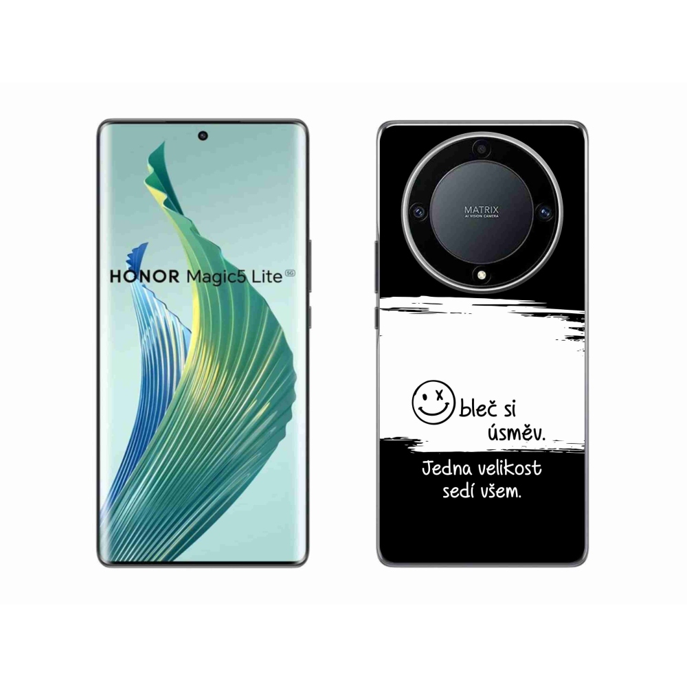 Gél borító mmCase a Honor Magic 5 Lite 5G számára - vicces szöveg 8 fekete és fehér háttérrel