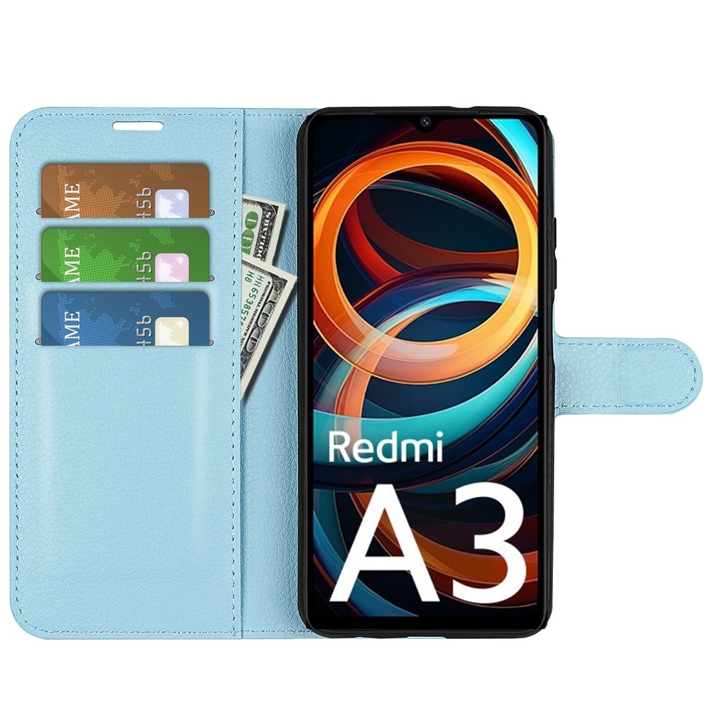 Litchi könyv tok Xiaomi Redmi A3-hoz - kék