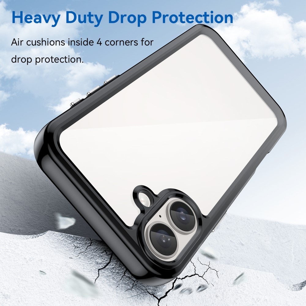 Gél tok fix hátlappal iPhone 16 készülékhez - fekete