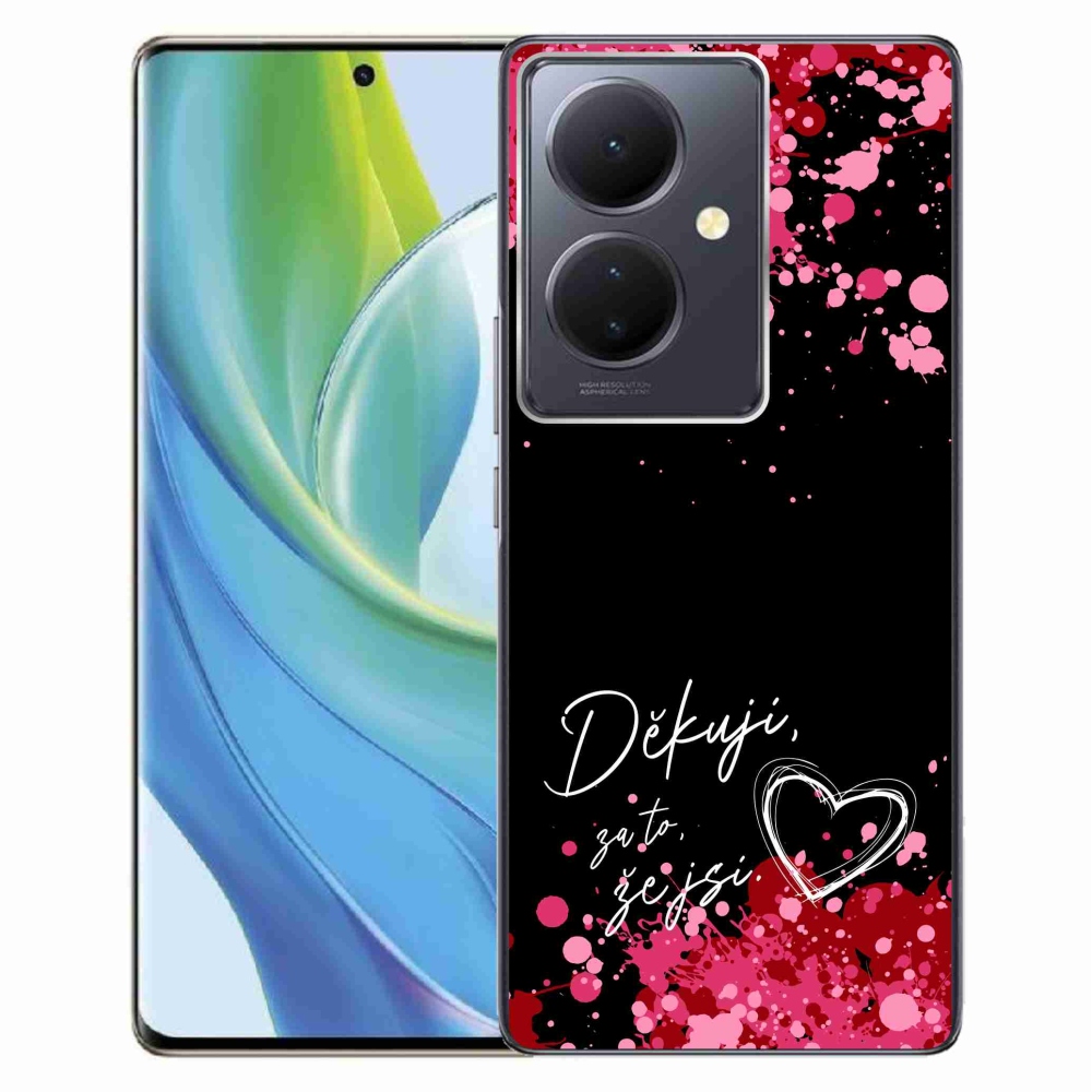 Gél borító mmCase a Vivo V29 Lite 5G-n - szerelmes szöveg 2 fekete háttérrel