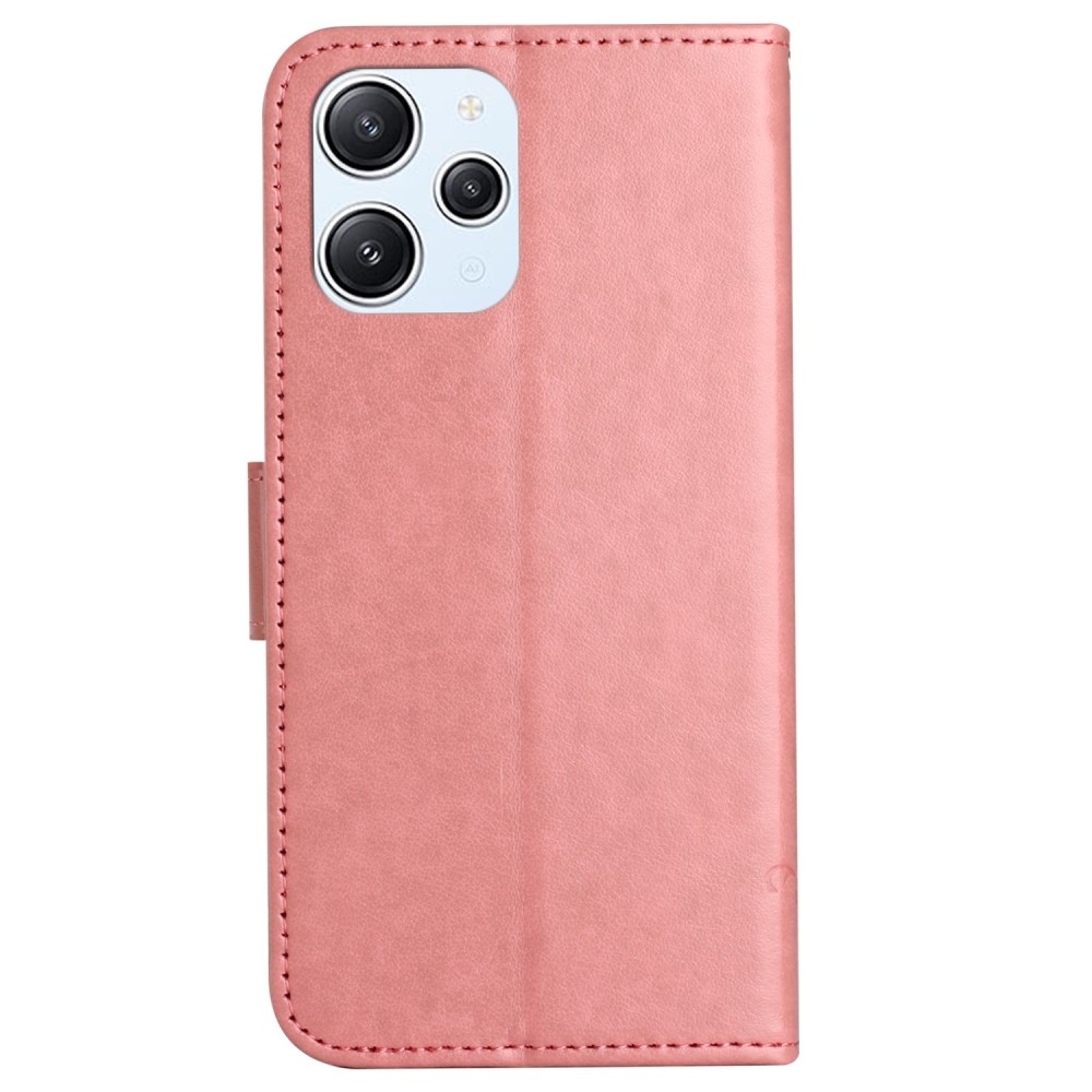 Virágos könyv tok a Xiaomi Redmi 12 4G/5G készülékhez - rózsaszínű