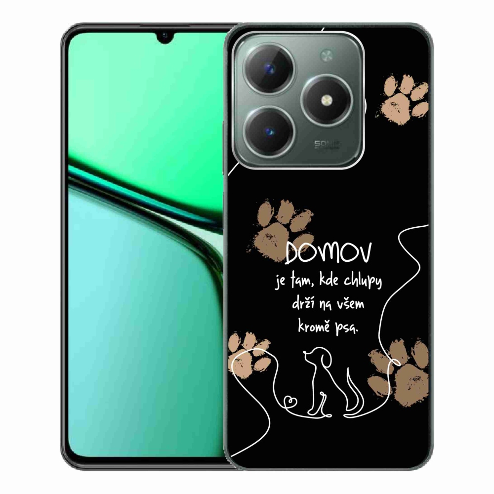 Gél borító mmCase a Realme C61 készülékhez - kutya motívum fekete háttérrel