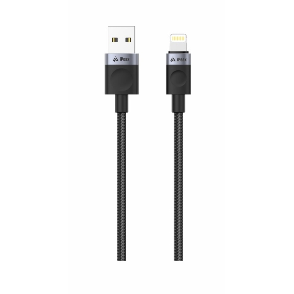 iPEAX Textil kábel USB-A / villám 1 m, USB 2.0 - fekete