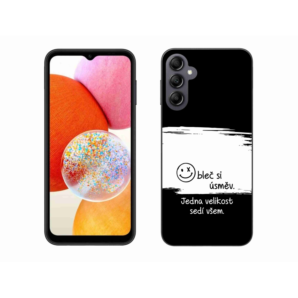 Gél borító mmCase Samsung Galaxy A14 4G/5G - vicces szöveg 8 fekete és fehér háttérrel