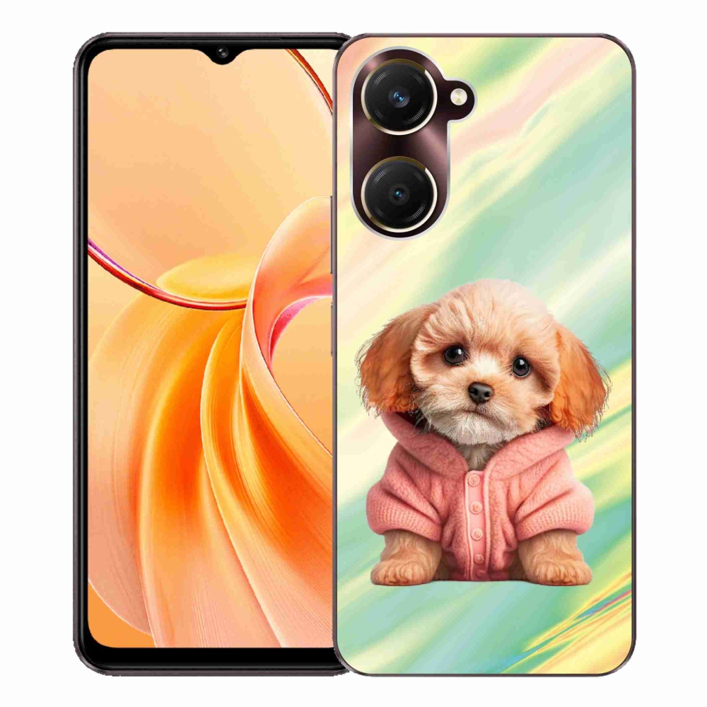 Gél borítás mmCase a Vivo Y28s 5G-hez - kiskutya pulóverben