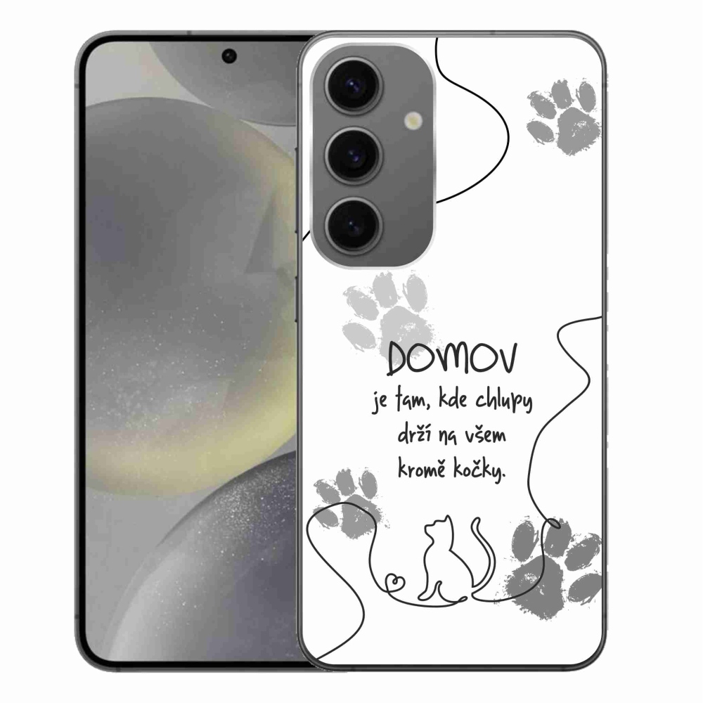 Gél borítás mmCase Samsung Galaxy S24+ készülékhez - macska motívum fehér háttérrel